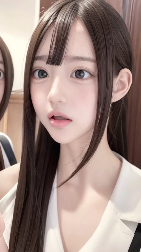 Dressed, (photo Realistic:1.4), (hyper Realistic:1.4), (Realistic:1.3), (Smoother lighting:1.05), (映画の照明Improvement of quality:0.9), 32k, One Girl,-yeld gi Realistic lighting, Backlight, Light on the face, Ray Tracing, (Bright light:1.2), (Improvement of quality:1.4), (Highest Quality Real Texture Skins:1.4), Detailed drawn eyes, Face drawn in detail, quality eyes, (tired, Sleepy and satisfied:0.0), Face close-up, (Enhances the body line:1.1), (Enhances the beauty of skin texture:1.1)、Open your mouth very wide、Extend a long tongue from your mouth、Half-open eyes