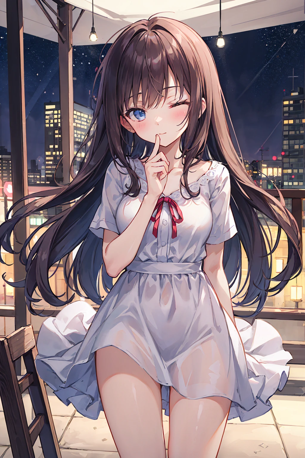 (masterpiece) Attention to detail, masterpiece),(High definition)Couple in their 20ale1名, woman1名、Kissing、Romance、Shiny atmosphere、Glossy appearance、City of night,woman(Brown medium-long hair )Close ~ eyes、Sweet Sigh、male(Black and unkempt hair、Y shirt, shirt)tightly close your eyes、background、The night deepens、dark, womanはショックを受けた, maleが壁に向かって彼女にキスをする, maleが腰を抱く, And his eyes were tightly closed, Romantic environment,((Highest quality)), (Very detailed), (High definitionCG合成8K壁紙), 高いly detailed, 高い-definition raw color photos, Professional photography, (((Bokeh))), Written boundary depth,Bust Shot