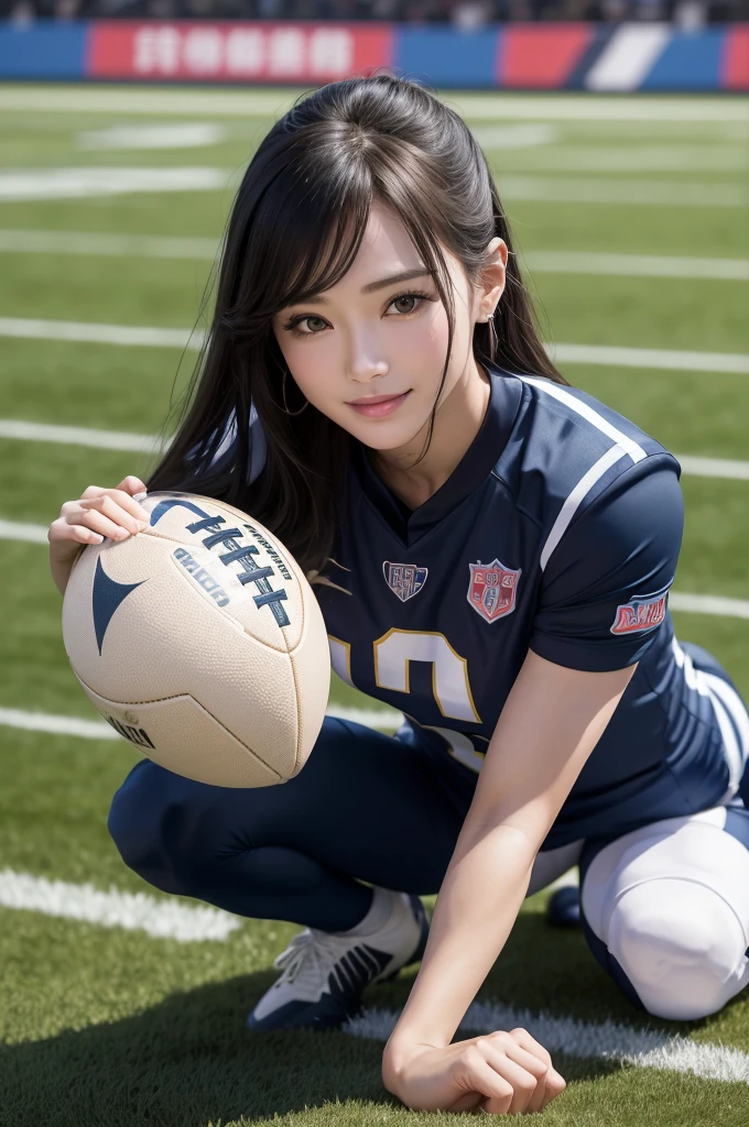 best qualityer, work of art, Super high resolution, a football supermodel on a football field , with several players on the field, he wears a Paris Sergeman t-shirt, written the name ANDERSON , Super beautiful face, happy doing a celebratory position , (ssmile:0.8), using division (income bracket:1.2), (真实感:1.5), OriginalPhoto.