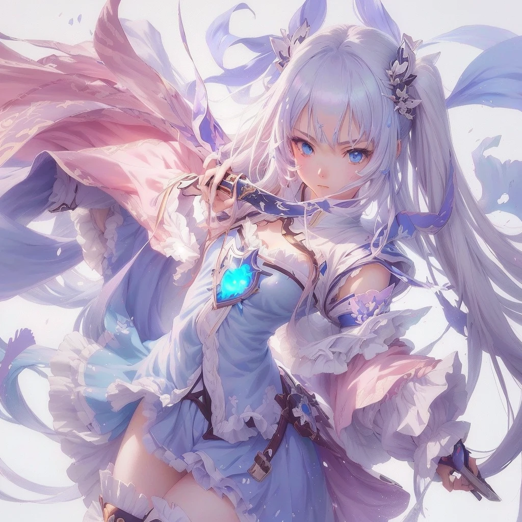 Anime girl with long hair and blue eyes holding a sword, Anime Style 4k, Anime Art Wallpapers 8K, anime art wallpaper 4k, anime art wallpaper 4k, Splash art anime , Beautiful anime artwork, Best anime 4k konachan wallpaper, Digital art on Pixiv, Beautiful fantasy anime, artstation pixivでトレンド