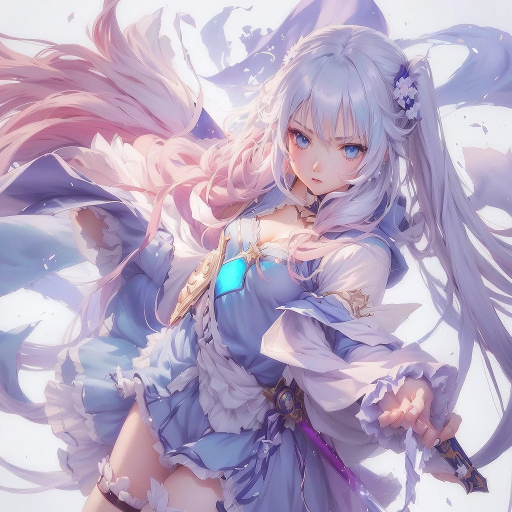 Anime girl with long hair and blue eyes holding a sword, Anime Style 4k, Anime Art Wallpapers 8K, anime art wallpaper 4k, anime art wallpaper 4k, Splash art anime , Beautiful anime artwork, Best anime 4k konachan wallpaper, Digital art on Pixiv, Beautiful fantasy anime, artstation pixivでトレンド