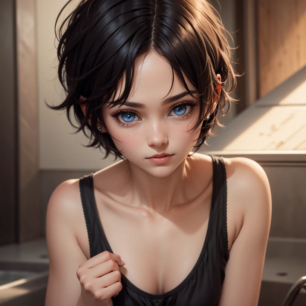 One with short hair and eyes 
