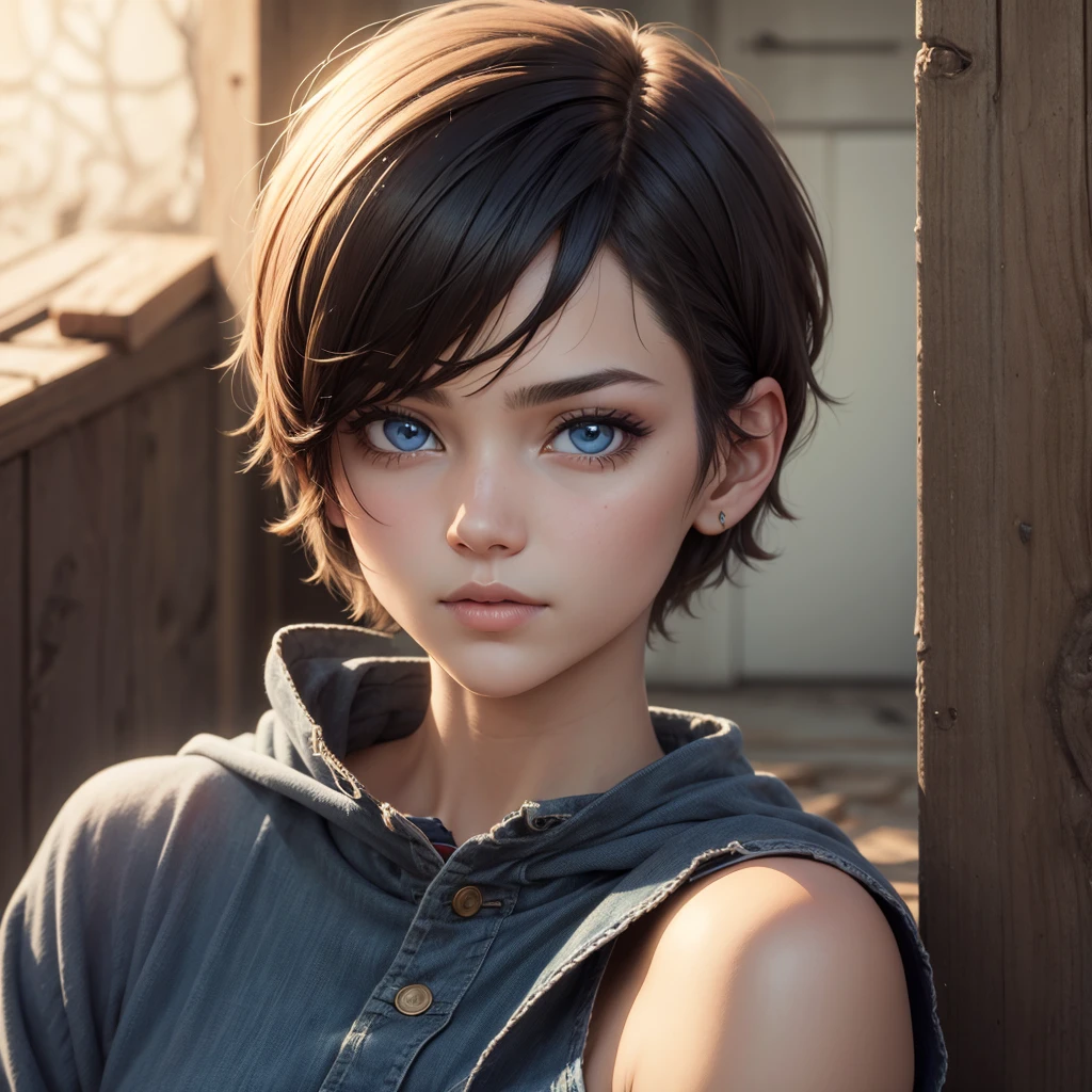 One with short hair and eyes