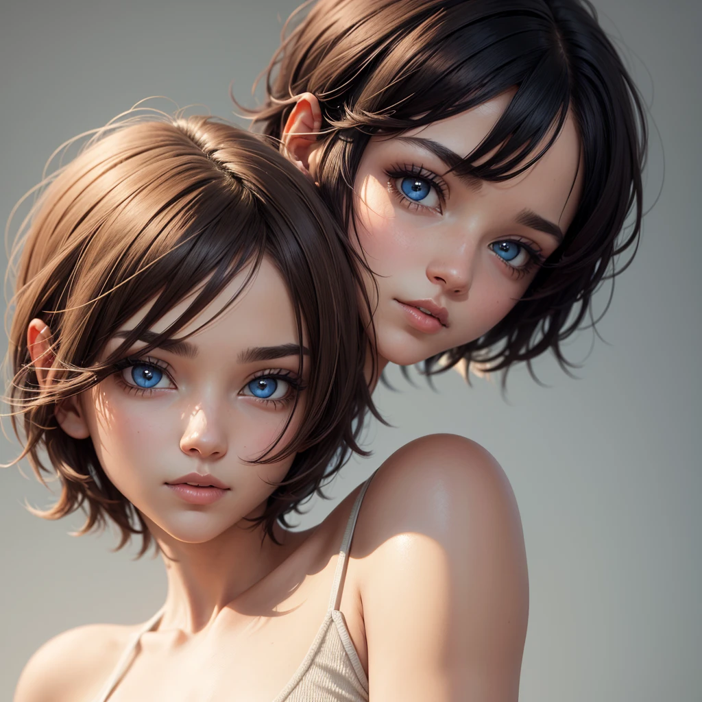 One with short hair and eyes