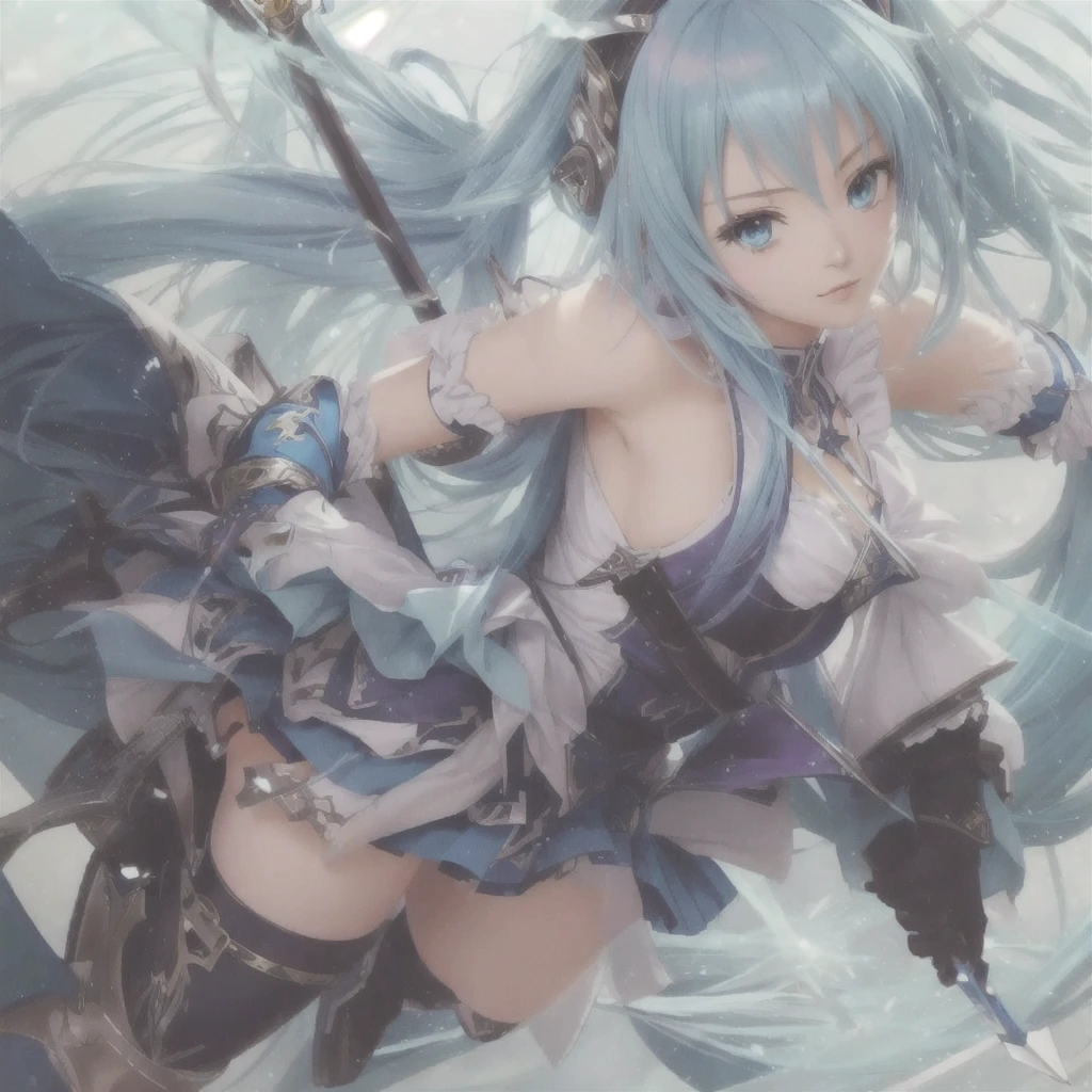 Anime girl with blue hair and sword in a field, High-resolution anime art, Anime Style 4k, anime art wallpaper 4k, anime art wallpaper 4k, Anime Epic Artwork, Detailed anime art, Anime Art Wallpapers 8K, Zerochan Art, Detailed anime artwork, Beautiful anime artwork, Anime fantasy artwork, Advanced Digital Animation Art, Splash art anime