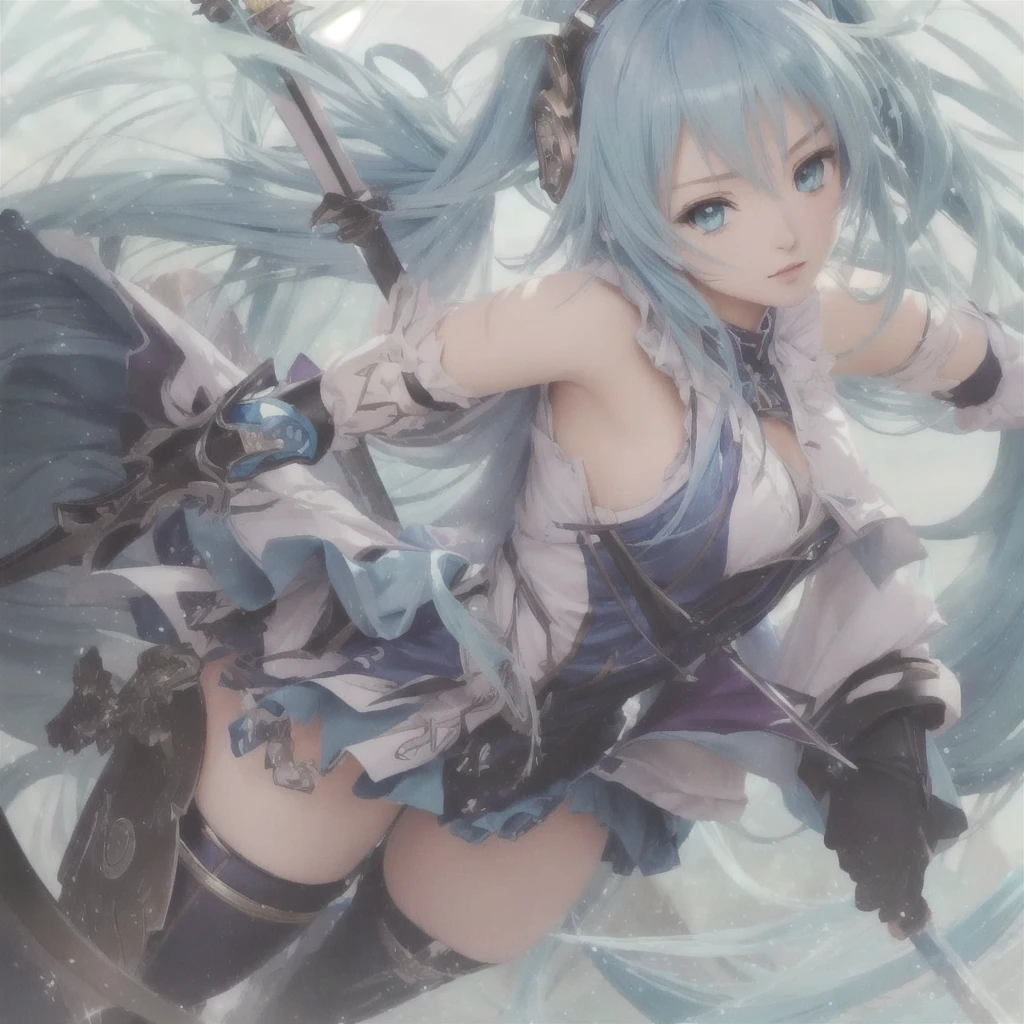 Anime girl with blue hair and sword in a field, High-resolution anime art, Anime Style 4k, anime art wallpaper 4k, anime art wallpaper 4k, Anime Epic Artwork, Detailed anime art, Anime Art Wallpapers 8K, Zerochan Art, Detailed anime artwork, Beautiful anime artwork, Anime fantasy artwork, Advanced Digital Animation Art, Splash art anime
