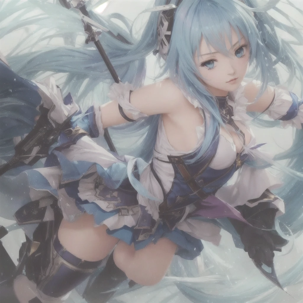 Anime girl with blue hair and sword in a field, High-resolution anime art, Anime Style 4k, anime art wallpaper 4k, anime art wallpaper 4k, Anime Epic Artwork, Detailed anime art, Anime Art Wallpapers 8K, Zerochan Art, Detailed anime artwork, Beautiful anime artwork, Anime fantasy artwork, Advanced Digital Animation Art, Splash art anime