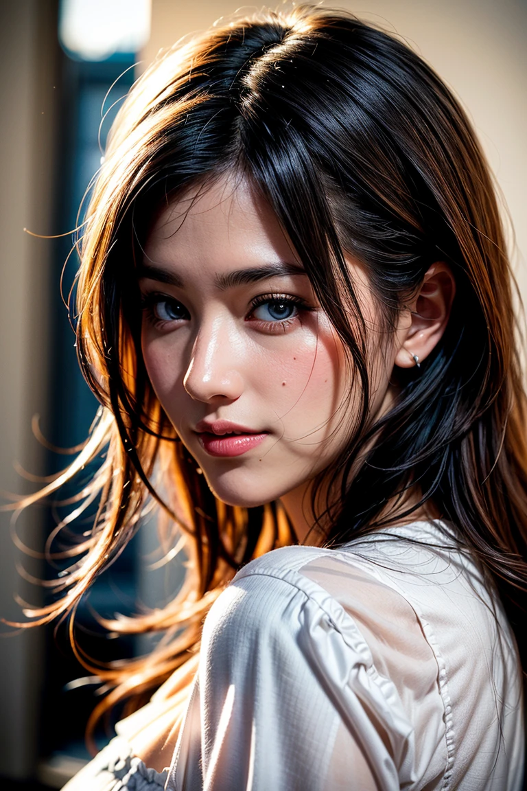 (8k), (best qualityer: 1.2), (realisitic), (photorrealistic: 1.37), ultra high definition, 1 girl, fluffly, ssmile, cloused mouth, Beautiful Details, beautiful nose, fully body, 