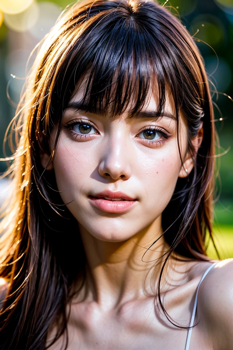 (8k), (best qualityer: 1.2), (realisitic), (photorrealistic: 1.37), ultra high definition, 1 girl, fluffly, ssmile, cloused mouth, Beautiful Details, beautiful nose, fully body,