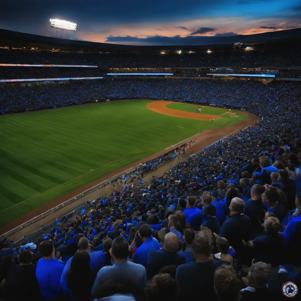 Create a crowd in the stands with the colors black and blue