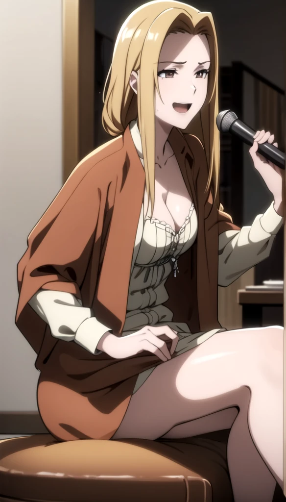 photorealistic, (4k), (Masterpiece), (realistic skin texture), extremely detailed, intricate, hyper detailed, high resolution, sharp detail, Best Quality, mother and daughter, 30-year-old woman, lascivious busty milf with brown hair dressed in cougar outfits that attracts the attention of 18-year-olds, excited with a mischievous smile, her 18-year-old blonde daughter with small breasts, rebellious, dressed in modern street clothes, pissed off but excited with an air of superiority, both are in the living room of their house dressed in daily clothes at night