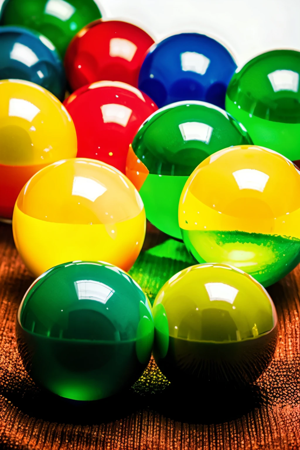 BAG WITH COLORFUL MARBLES WITH 5 RED MARBLES, 3 BLUE AND 2 GREEN ANIMATED