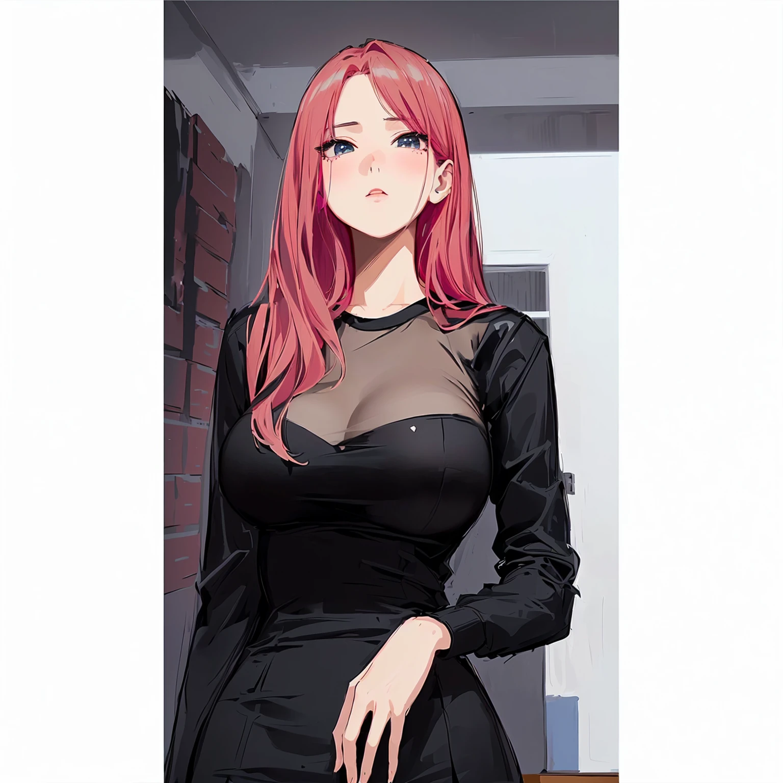 anime - styled image of a woman in a black dress and red hair, anime girl girl wearing a black dress, seductive anime girl girl, anya from the spy family x, [ digital art 4k ]!!, anime digital illustration, painted in anime painter studio, I&#39;m going to make fanart too, attractive  anime, beautiful seductive anime woman, (anime girl girl), made with anime painter studio