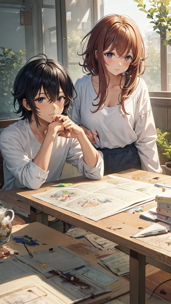 (Masterpiece), (Best Quality), (ultra detailed),(messy hair),(illustration), Satoru Gojo and his friend Gero together