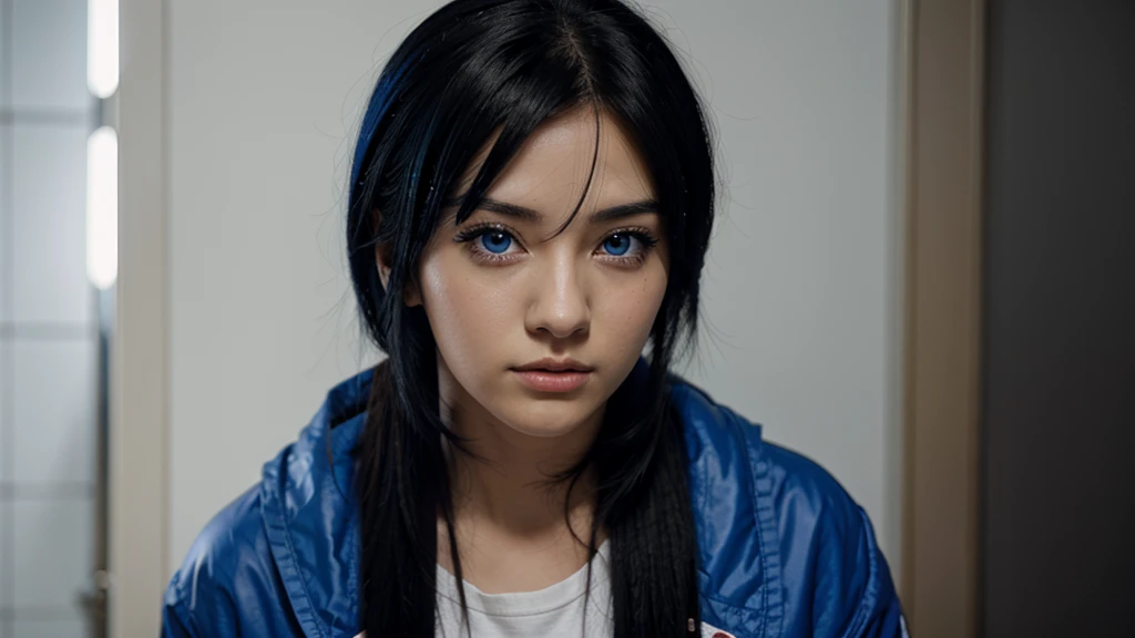 anime character blue eyes black hair