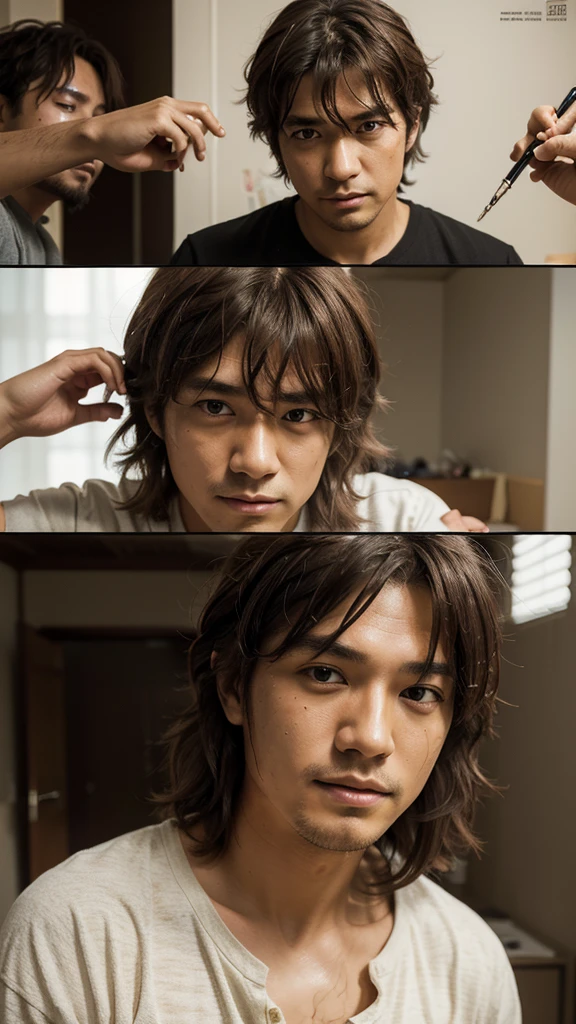 (Masterpiece), (Best Quality), (ultra detailed),(messy hair),(illustration), Satoru Gojo and his friend Gero together anime style 