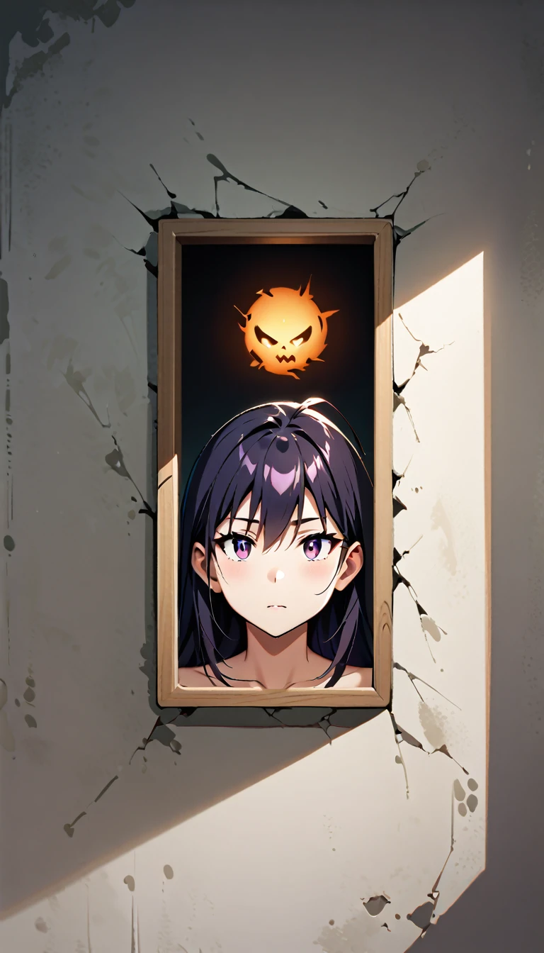 Nude girl, portrait of akeno,stuck in wall