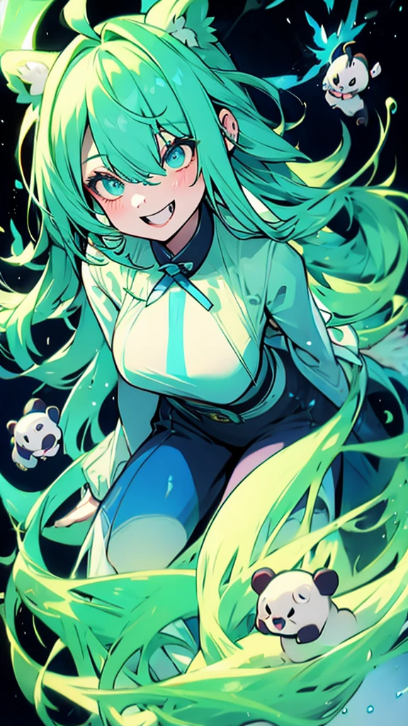 Slime Green park , panda girl blue, dragon girl blue