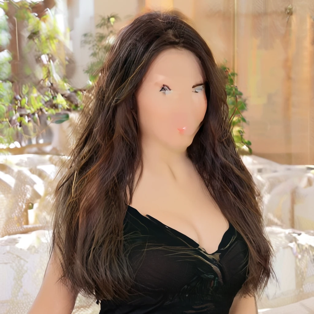 fille,18 ans, brune, cheveux très long et lisse, beaux yeux marron, bouche trés légèrement pulpeuse, habillé avec un top en dentelle noire cachant ses seins gros sein naturel, regard charmeur, string noir, fond d'une chambre, réaliste, instagram, beau sourire, visage détaillé