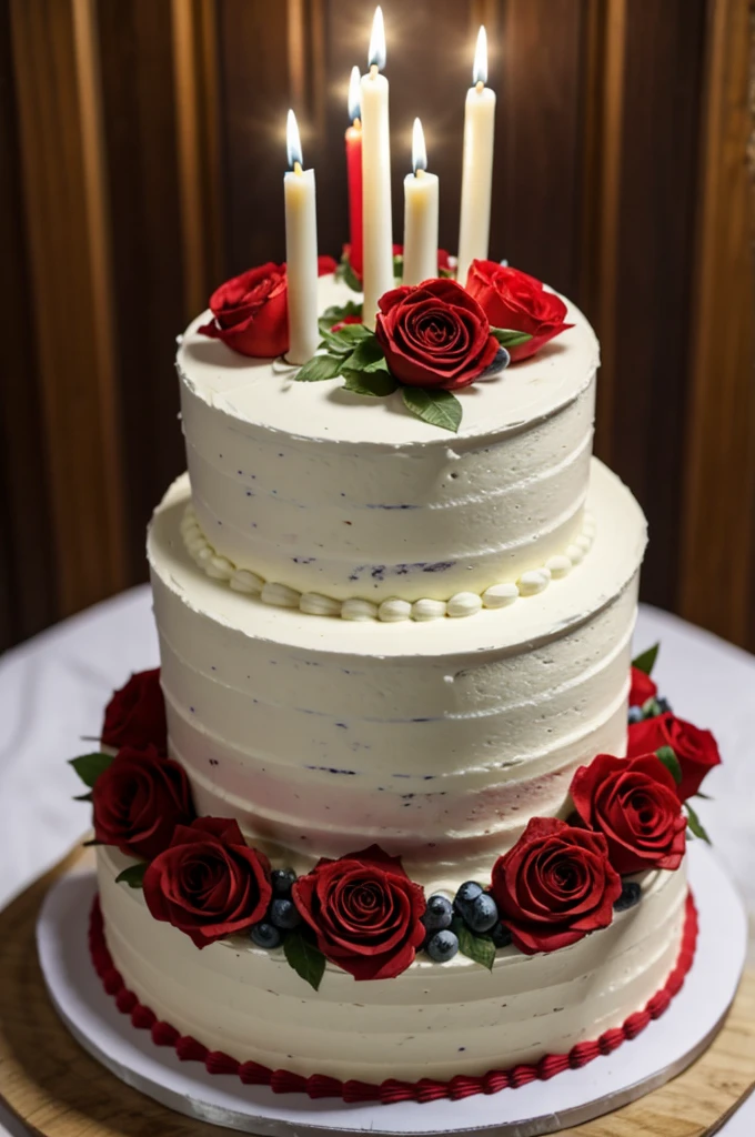 Image of a cake that has number 15 candles and says Valentina