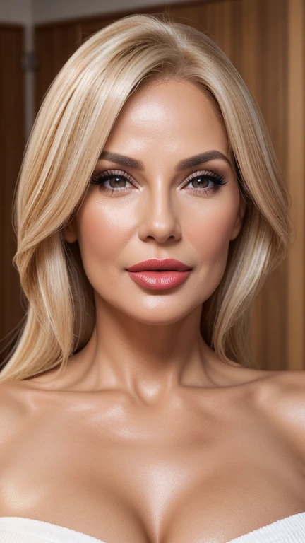 image of face Woman 58 years old blonde lips breasts with silicone 450 ml,extremely high detailed skin,ultra real hd4k,K8,tanned,velvety.appearing hyper realistic real lip pores with tasty glossy lipstick,gostoso,appetizing,biting the tip of the sexy tongue,out with the perfect white temps