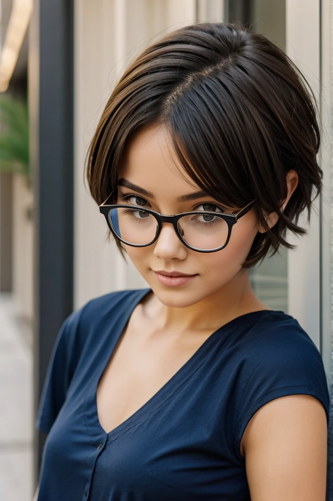 Girl with glasses and short hair