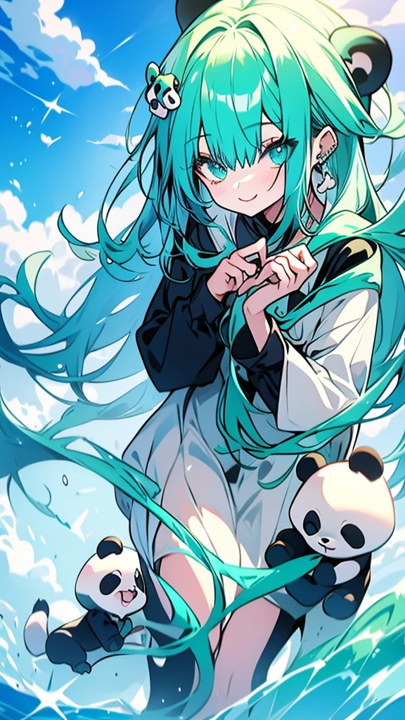 Slime Green park , panda girl blue, dragon girl blue