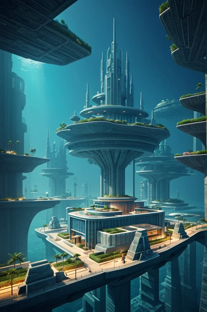 Make an underwater city and make its architecture futuristic and maritime
