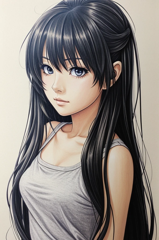 anime drawing. bad girl long hair