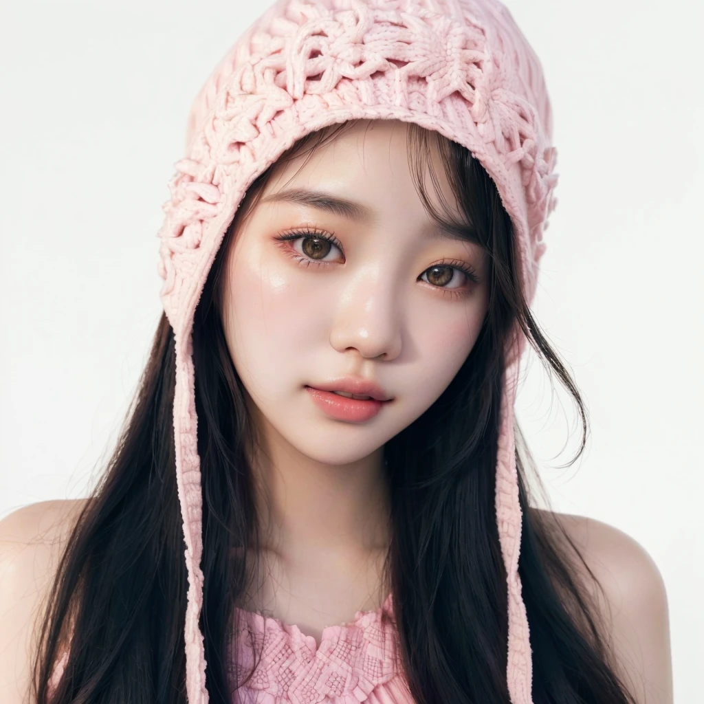 a close-up of a woman wearing a pink hat and a pink dress, bae suzy, ulzzang, Jinyoung Shin, lalisa manobal, adorable and pale korean face, Lee Ji-eun, Lee Ji-eun, jennie blackpink, Lalisa Manoban do Blackpink, wearing a cute hat, Beautiful young Korean woman, heonhwa choe