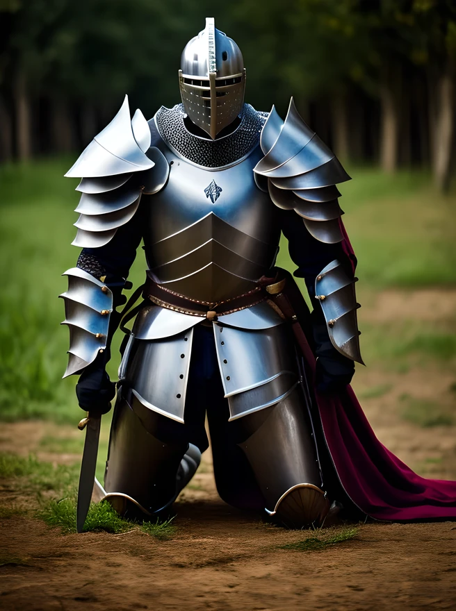 Knight kneeling with his sword