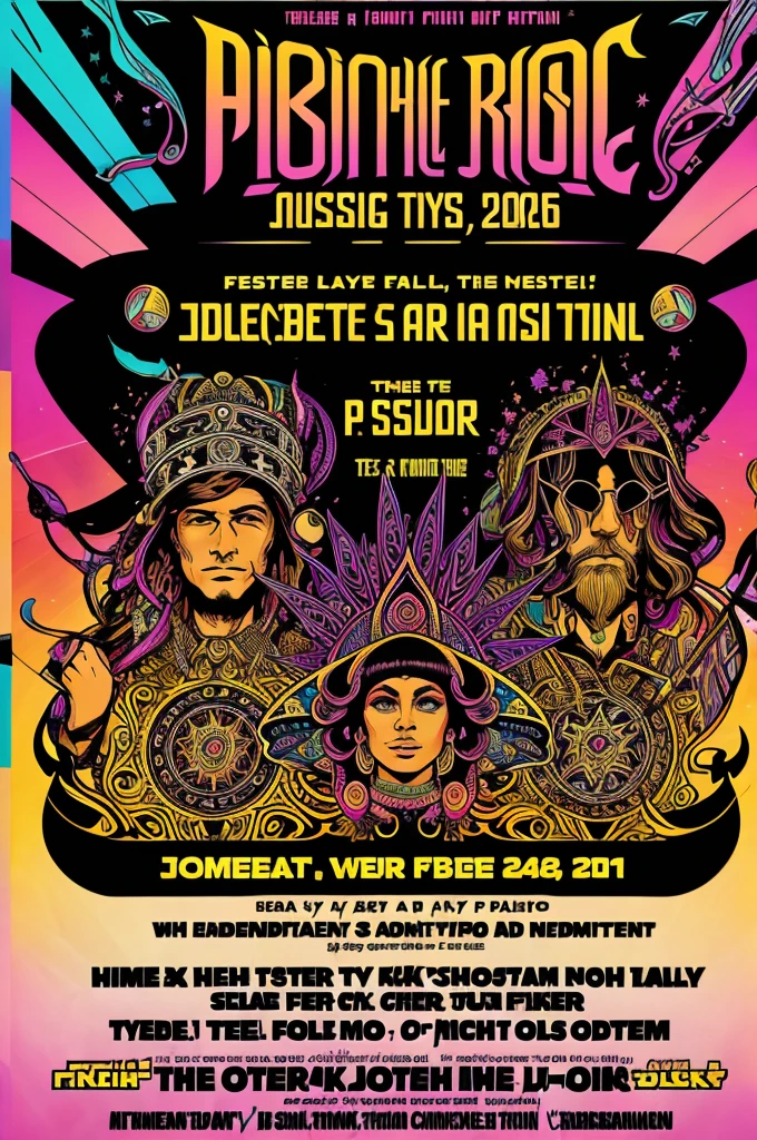 Flyer for a music festival featuring psychedelic rock bands