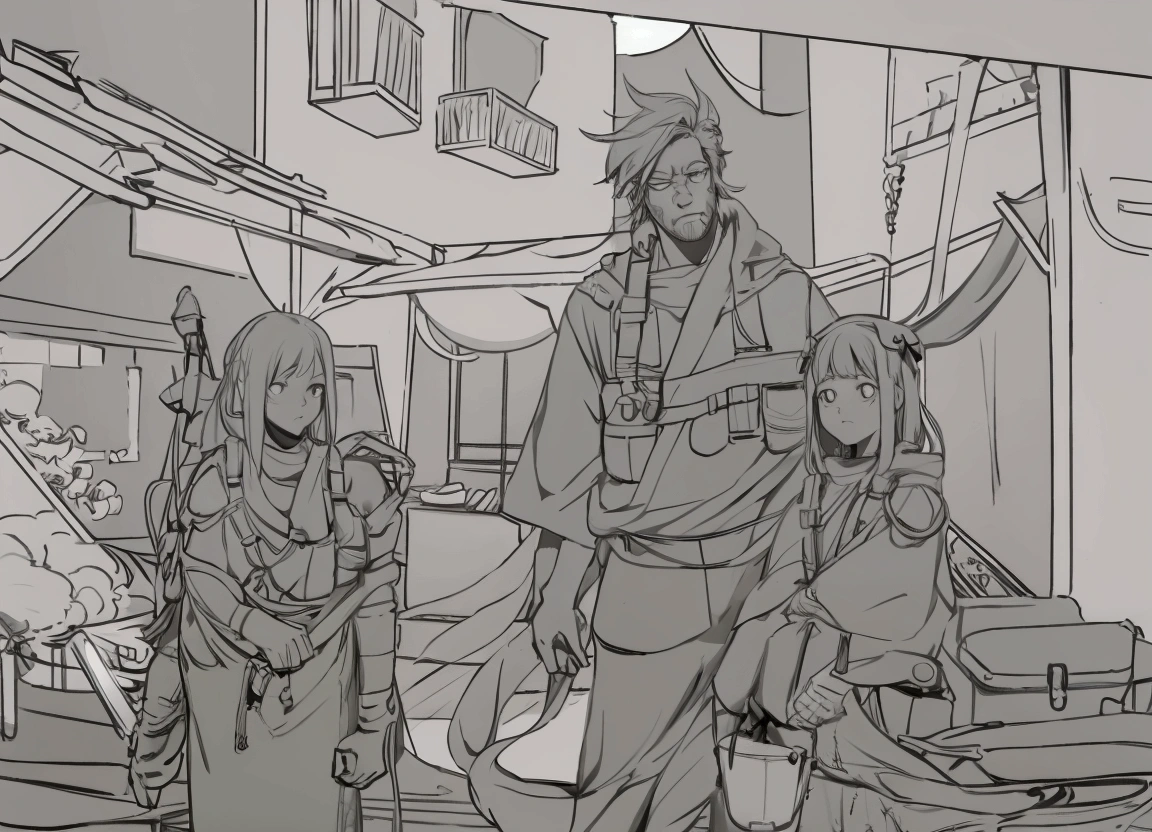 Coloring: Add light and shadow to the characters.