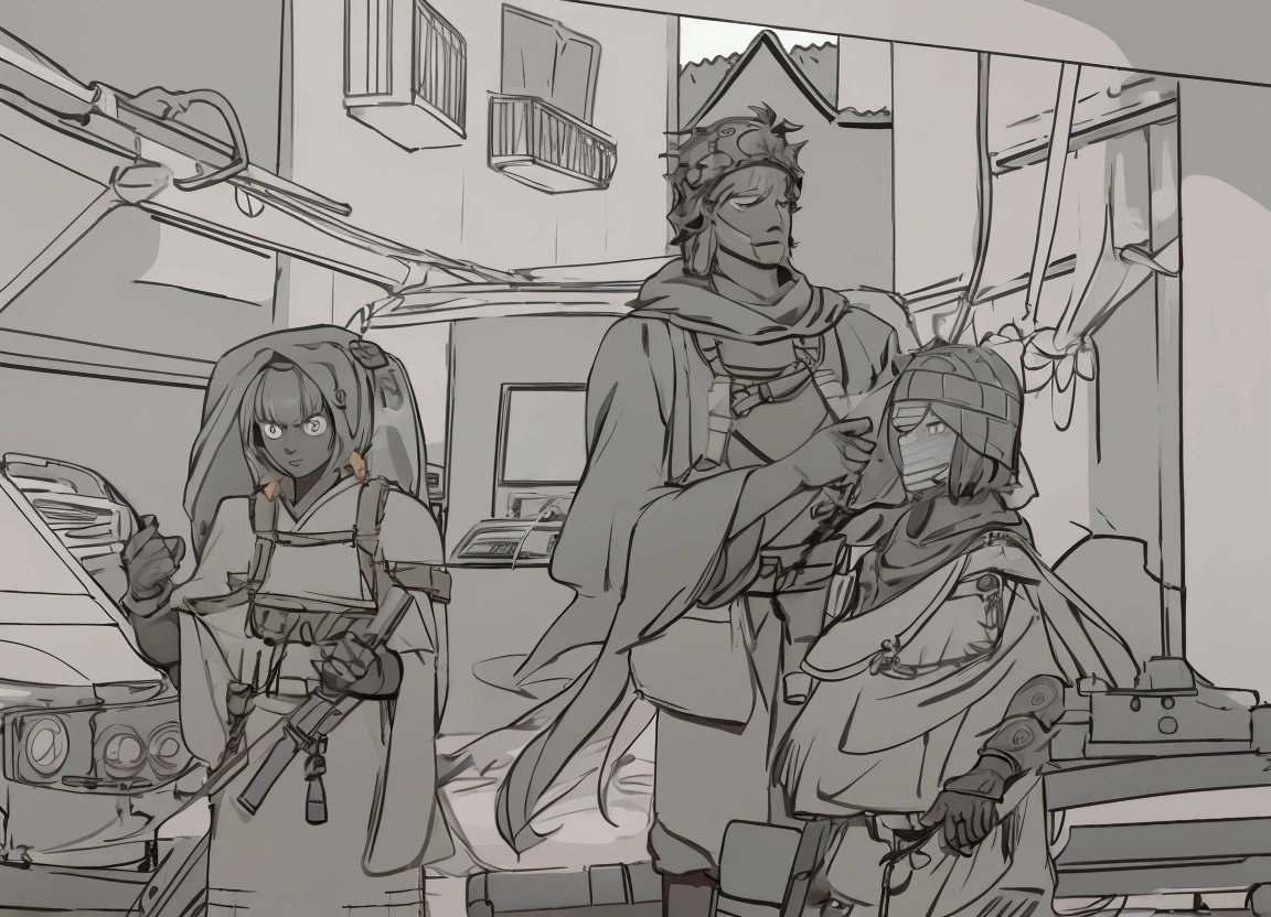 Coloring: Add light and shadow to the characters.
