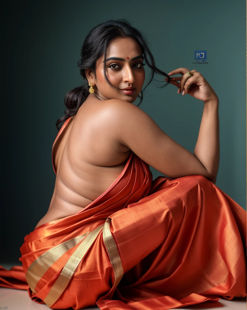 Foto RAW, photorealistic, photography, full body shot, master shot, perfect eyes, goddess like beauty, pierced eyes, perfect thick chubby mallu Desi aunty bhabhi, Wearing a Stanapatta, a chest-band.Saree model, model Photography, Indian saree shoot, Indian traditional wear advertising photography, traditional wear brand shoot, face of Indian actress Sonakshi Sinha, masterpiece, realistic, realism, incredible details, pleasure, photorealism, detailed skin, skin pores, high contrast, photorealistic Artstation 8k HD digital art trend of high definition and detailed realistic skin texture, ultra detail, realistic skin texture, armature, best quality, ultra high definition, (photorealistic:1.4),, high resolution, detail, raw photo, sweat, Re sharp, by Lee Jefferies Nikon D850 Film Stock Photo 4 Kodak Portra 400 Camera F1.6 Lens Rich Color Ultra Real Realistic Realistic Textures Dramatic Lighting Unreal Engine Trending at Art Station Cinestill 800,(pele altamente detalhada: 1.2), 8k UHD, DSLR, soft-lighting, alta qualidade, grain of film, Fujifilm XT3,she didn't like to wear blouse or bra, she is happy to wear only saree, she hates blouse or bra, detailed hairy armpits, hyper realistic skin, skin pores, sweat, veins, The open back looks attractive in a saree without a blouse, appealing figure, appealing body language,