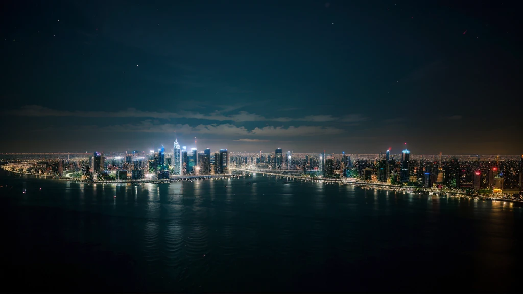 The beautiful nighttime cityscape of Bangkok, Thailand features the Chao Phraya River gracefully winding its way through the cityscape. The scene comes alive with a symphony of light as modern skyscrapers glow brightly. Their glass facade reflects the energy of the city. A bright path from a boat on the river colored lines of lively movement against the dark water. Highlighting the dynamic pulse of a city that never sleeps, the bridge shines like a bioluminescent walkway. Connect different parts of the city, adding a sense of visual connection.