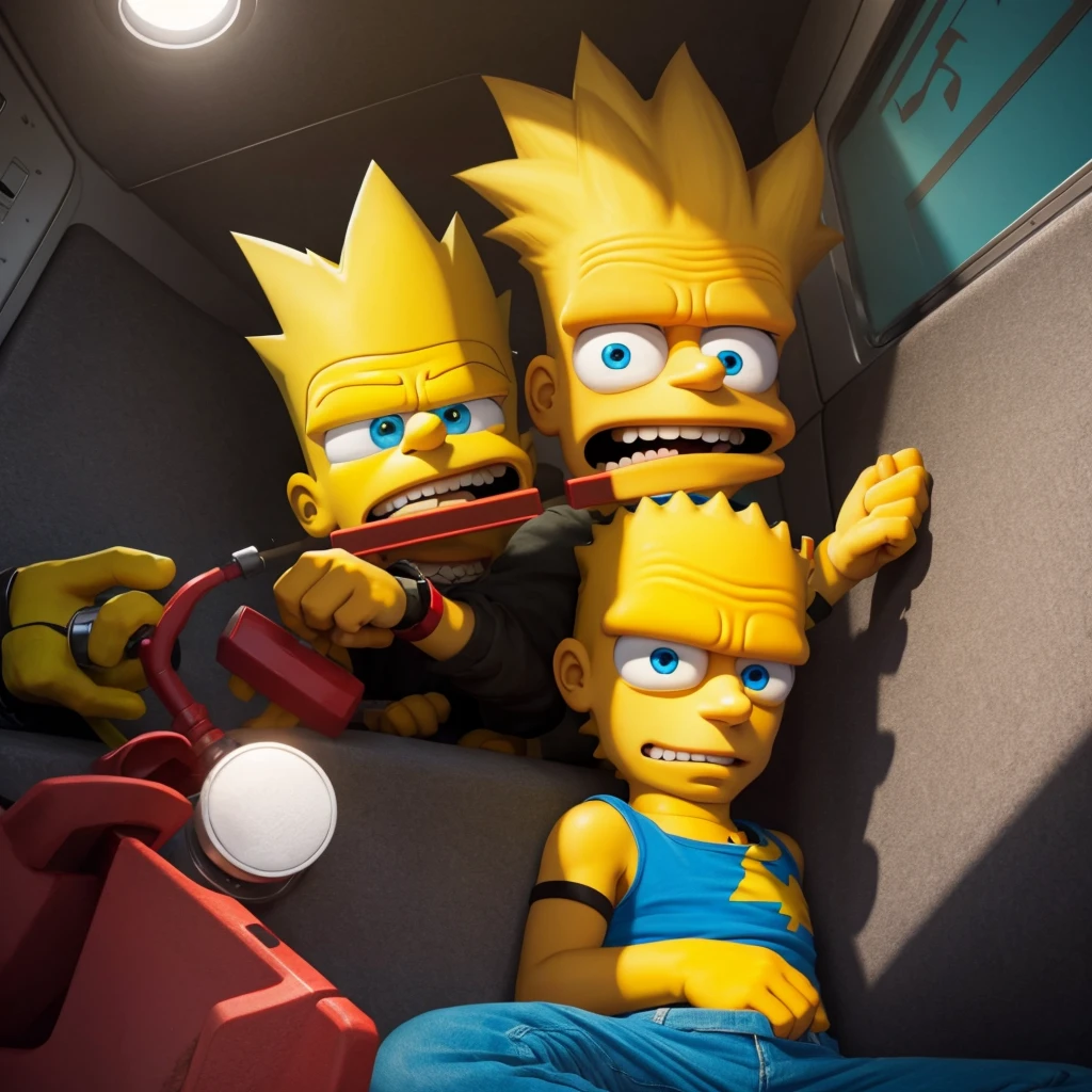 Teen Bart Simpson stoned with red eyes highlighted 