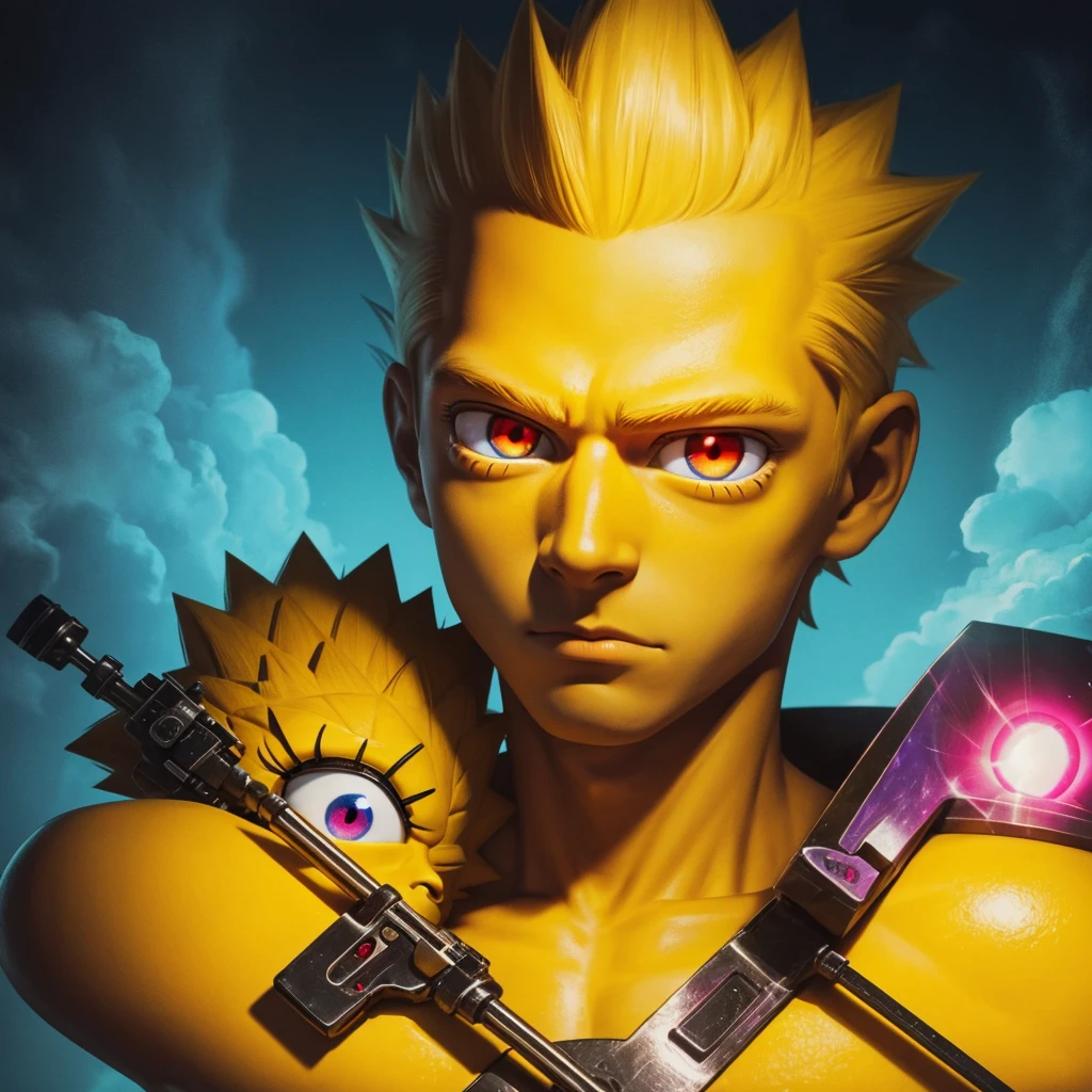 Bart Simpson stoned with red eyes highlighted