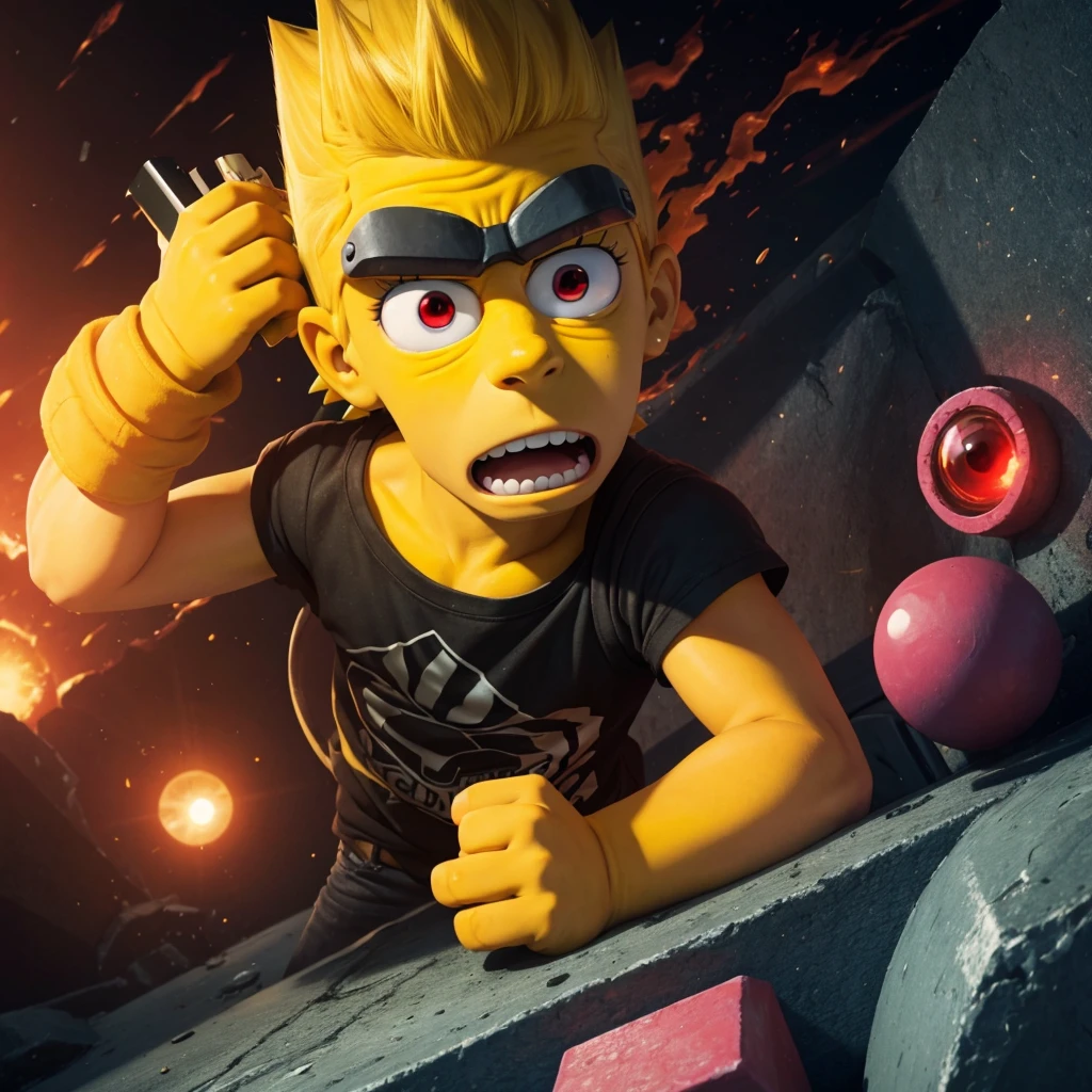 Bart Simpson stoned with red eyes highlighted