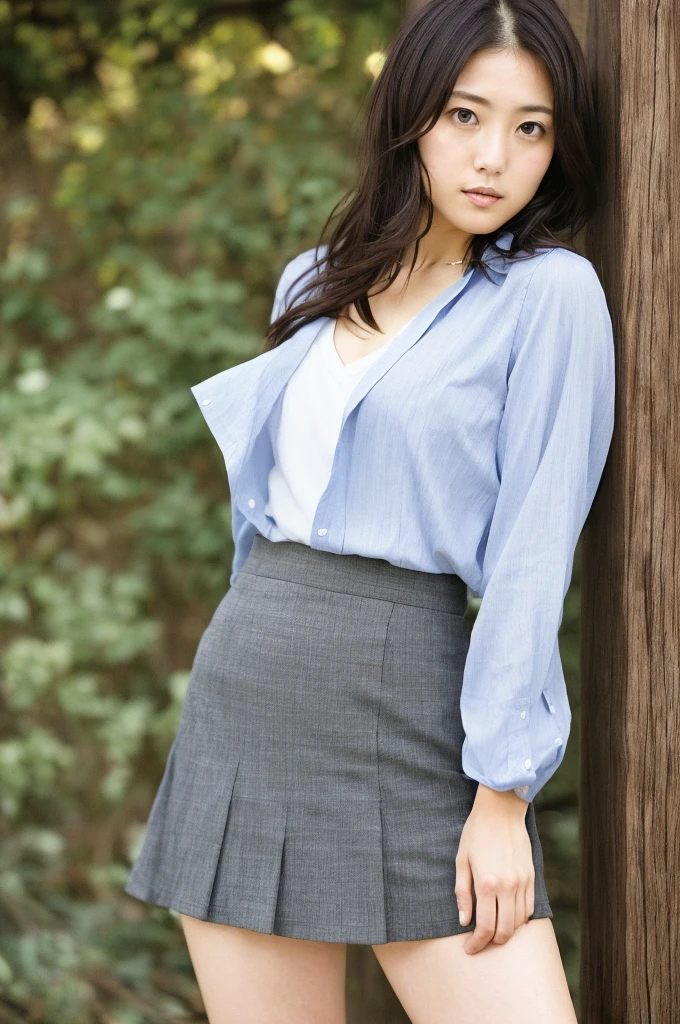 (((One girl,alone))),(Highly realistic photos, High resolution, Detailed face, Beautiful Eyes) Japanese women, 21 years old, Cute Face, alone:1, Nice body, Medium chest, ,Hairstyle,  Take a photo book,,Healthy Body,Thighine Fujiko,Flip up your skirt、