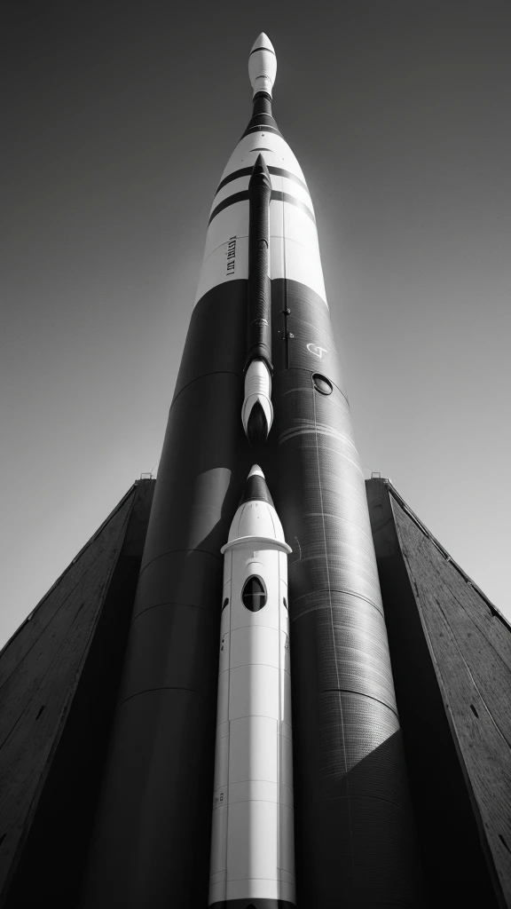 A detailed rocket design (black andwhite)