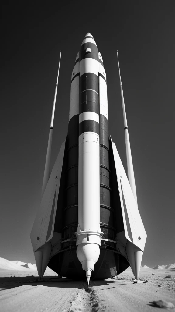 A detailed rocket design (black andwhite)