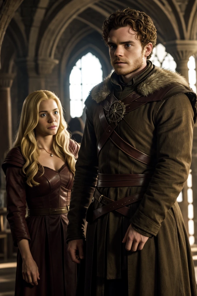 Robb stark next to a blonde woman