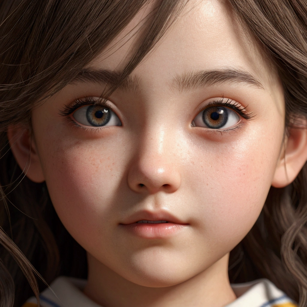 Teeb girl, cute, blush pink in the face,winter skin, pigtails hair cute, small hair, , small feet, small legs, small arms, eyes black, realist, cgi, ultra resolução 24k, girl old idade 10 anos, hair cors black