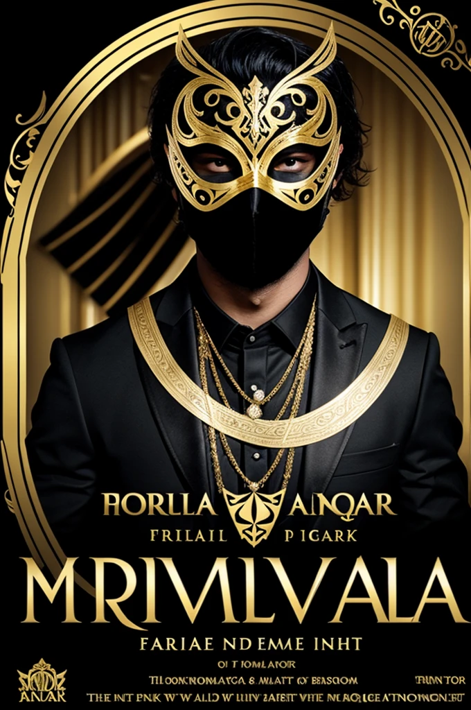 Black and gold formal masquerade night themed flyer
