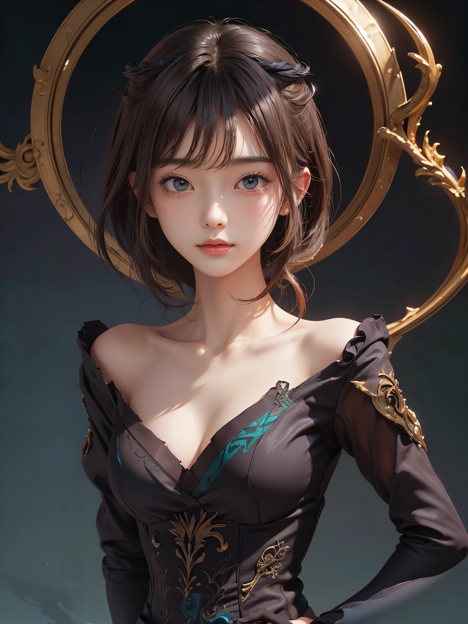 Polychrome,, night, dark, blonde, Show Viewer, In-person audience, Limited Edition Palette, Dragon Background, Shine,(Highly detailed CG Unity 8k wallpaper),(masterpiece), (Highest quality), (Vaporwave Style), (Super detailed), (Best illustrations),(Best Shadow),Perfect lighting , Perfect Anatomy , Vibrant colors、