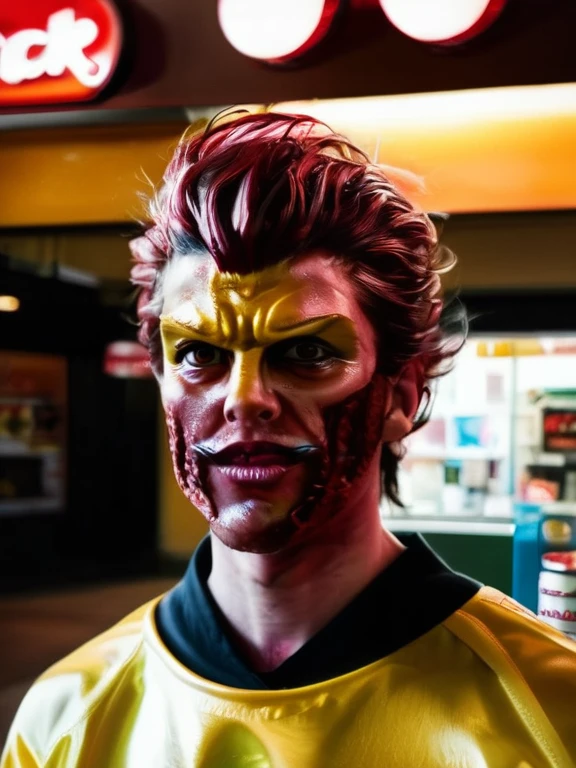 fleshmutant bodyhorror working at a fast food restaurant,close up,, true to life, HDR image,High detail resolution,soft eyes,natural skin,high detailed face,high detailed cloth,film photography,vintage,cinematic lighting,realistic,sharp focus,(very detailed),((4K HQ)),depth of field,f/1.2,Leica,8K HDR,High contrast,shadows, bokeh,(detailed and realistic skin texture),(detailed clothing),(detailed background),detailed skin,(highly detailed skin),(8K HDR photo),realistic texture,realistic shadows,accurate to life,living image,lifelike