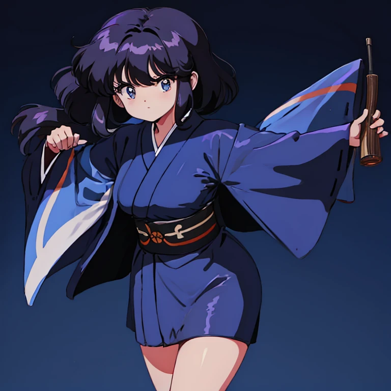 fighter in dark blue kimono