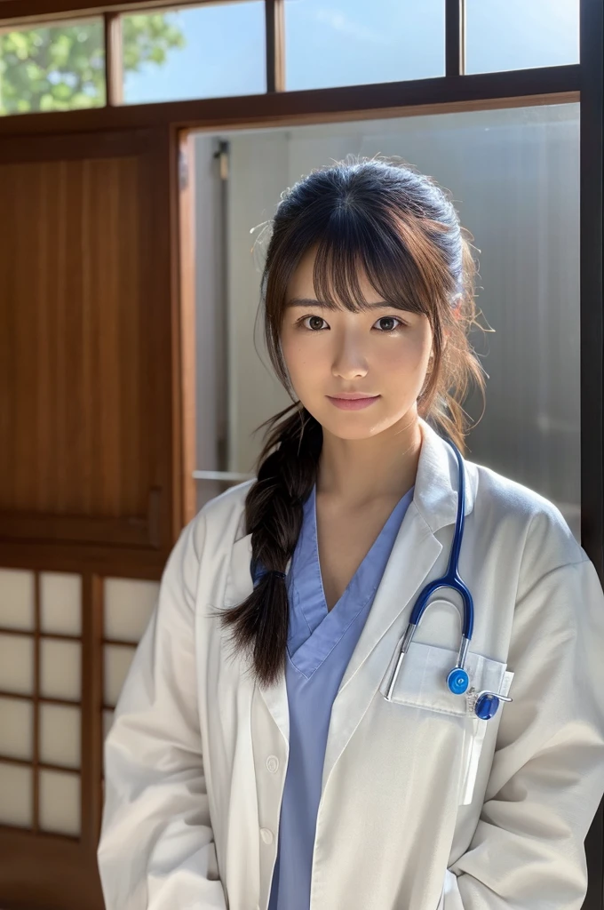 ((Highest quality)), ((masterpiece)), (detailed),Perfect Face,Japanese,Female doctor,White