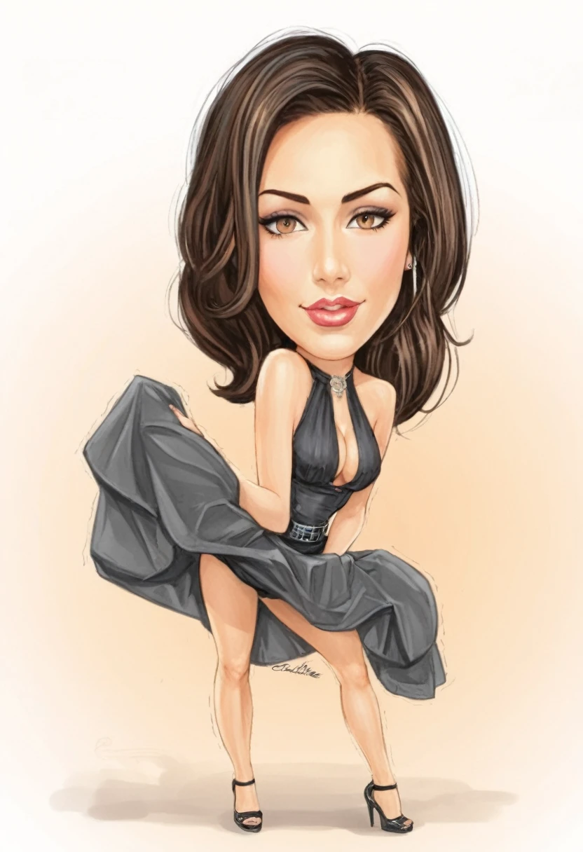 8k, a Cartoon drawing of a woman in a black dress, caricatura style, caricatura, in cartoon style, caricatura illustration, caricatura!!!, cartoon portrait, cartoon art, caricature, cartoon style illustration, cartoon artstyle, caricature, digital cartoon art, cartoon drawing, cartoon art style, digital art cartoon, cartoon style, realistic cartoon, professional illustration